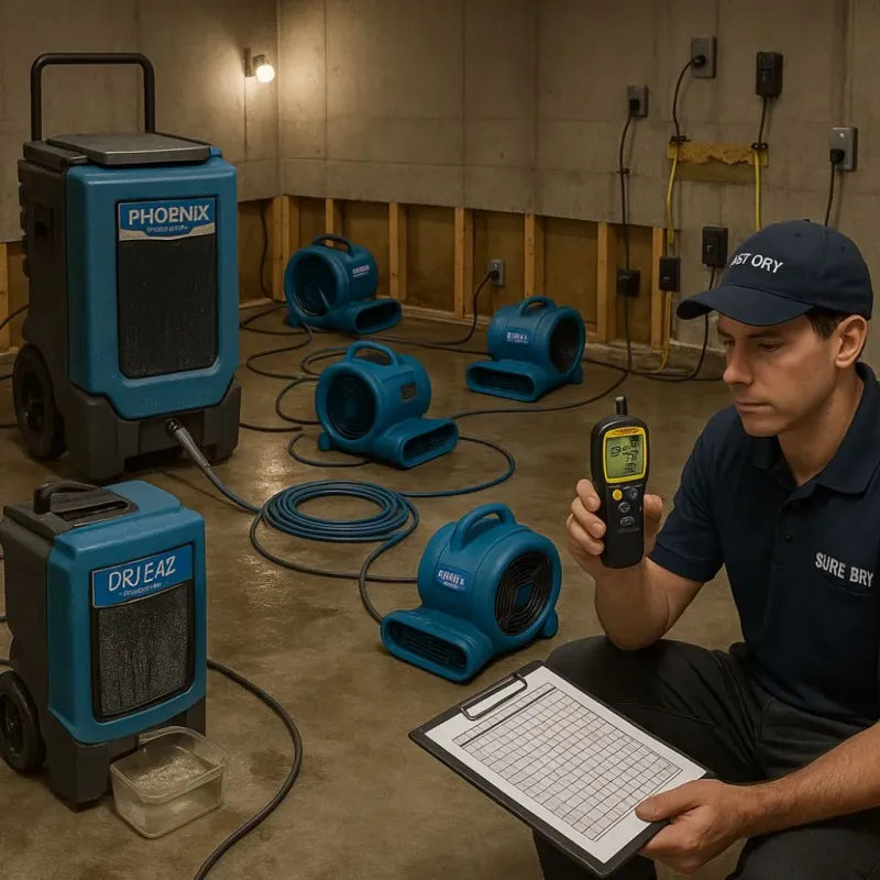 Structural Drying and Dehumidification process in Springvale, ME